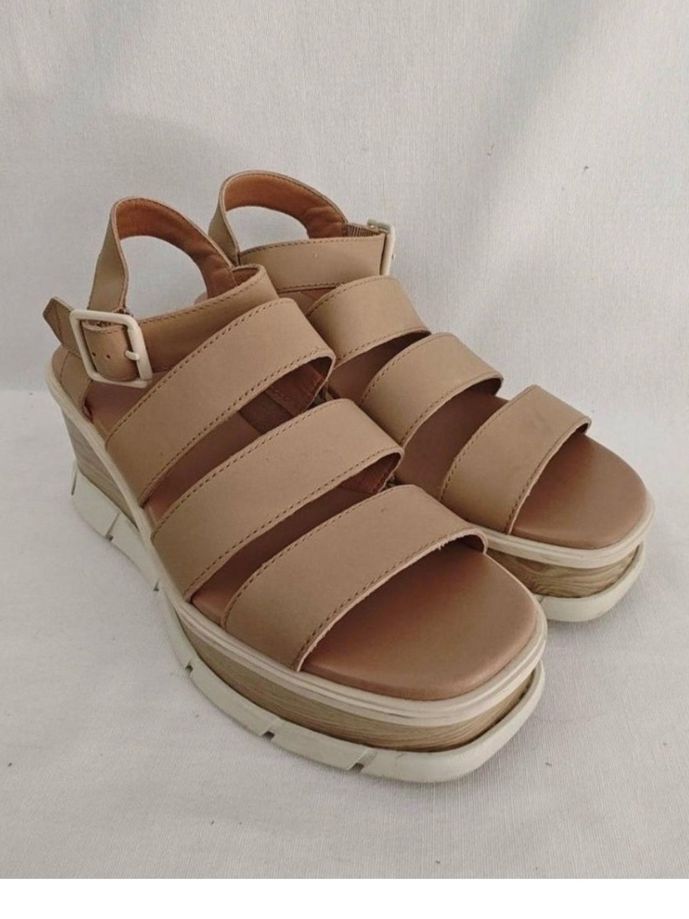Sorel Joanie III Ankle Strap Wedge Sandals | Camel Leather | Size 7 - Picture 4 of 5